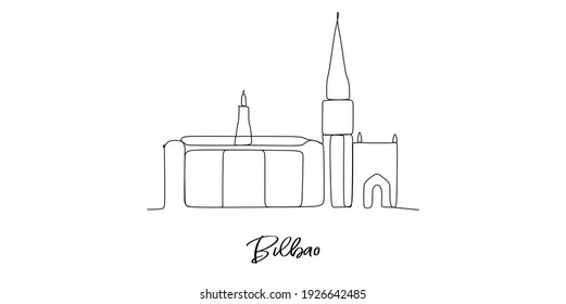 landmarks skyline - Continuous one line drawing