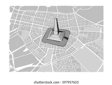 Landmarks of Sofia - The Russian monument. Vector drawing.