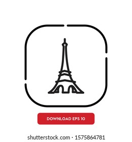 Landmarks symbol, the Eiffel Tower outline vector icon
