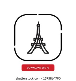 Landmarks symbol, the Eiffel Tower outline vector icon. Modern, simple flat vector illustration for web site or mobile app