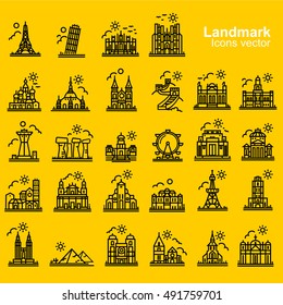  landmarks and travel destinations outline  icons vecter