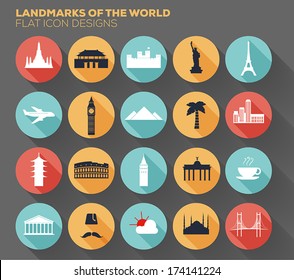 Landmarks of the World, Flat Design Set