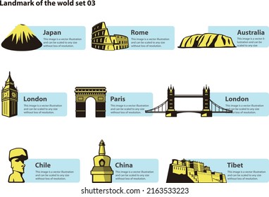 landmarks of the world, label of famous place, vector