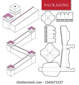 Landmask concept package.Vector Illustration of Box.Package Template. Isolated White Retail Mock up.