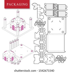 Landmask concept package.Vector Illustration of Box.Package Template. Isolated White Retail Mock up.