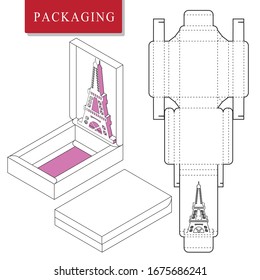 Landmask concept package.Vector Illustration of Box.Package Template. Isolated White Retail Mock up.