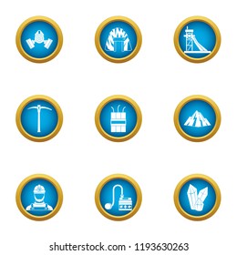 Landmine icons set. Flat set of 9 landmine vector icons for web isolated on white background
