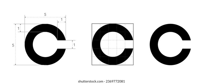 Landolt C Augentest Diagramm gebrochen Ring medizinischen Zeichensymbol Diagramm. Japanische Sichtlinie, Vektorgrafik-Skizze-Skizze, einzeln auf weißem Hintergrund. Optometrier-Prüfplatte