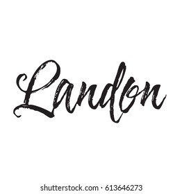 landon, text design. Vector calligraphy. Typography poster. Usable as background.