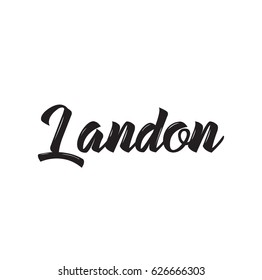 landon, text design. Vector calligraphy. Typography poster. Usable as background.