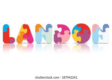 LANDON written with alphabet puzzle - vector illustration