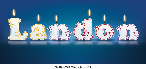 LANDON written with burning candles - vector illustration