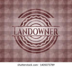 Landowner red seamless badge with geometric background.
