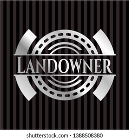 Landowner silvery shiny emblem. Vector Illustration. Mosaic.