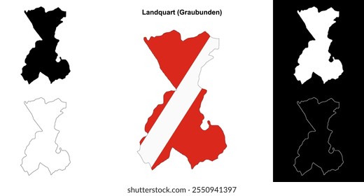 Conjunto de mapa de contorno en blanco de Landquart