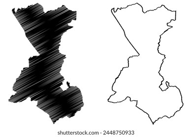 Landquart District (Switzerland, Swiss Confederation, Canton of Grisons, Graubünden or Graubunden) map vector illustration, scribble sketch Landquart Region map