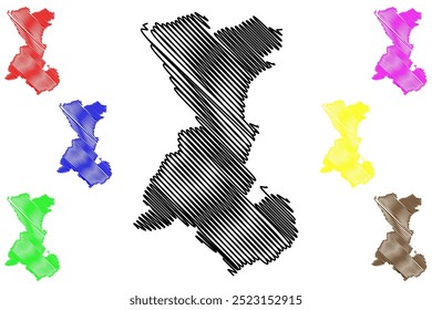 Landquart District (Switzerland, Swiss Confederation, Canton of Grisons, Graubünden or Graubunden) map vector illustration, scribble sketch Landquart Region map