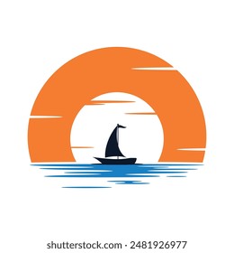 Landscape Sail Beach Logo Vektorgrafik