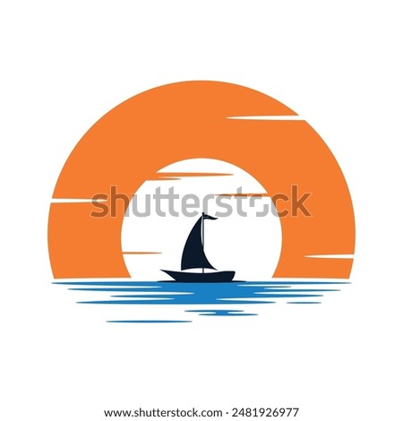 Landscap Sail Beach Logo Vector