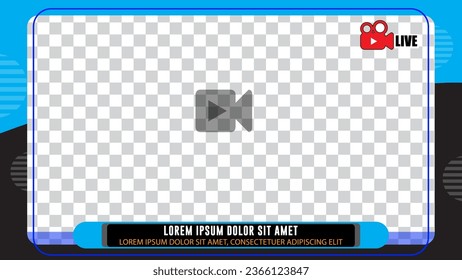 landscape 16:9 overlay video frame. for streaming or video editing, with a modern layout and soft blue color scheme