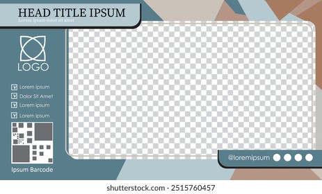 landscape 16:9 overlay video frame. for streaming or video editing, with a modern layout for promotion or presentation