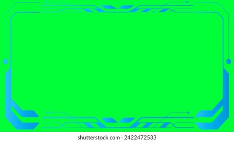 landscape 16:9 video frame online stream green screen background editable HUD elements set