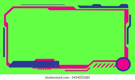landscape 16:9 video frame online stream green screen background editable HUD elements set