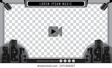  landscape 16:9 video frame. for streaming or video editing, with a grayscale music theme