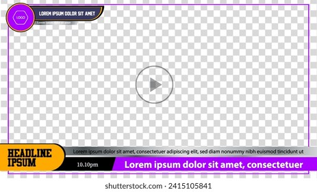 landscape 16:9 video frame. for streaming or video editing, with a Breaking news concept
