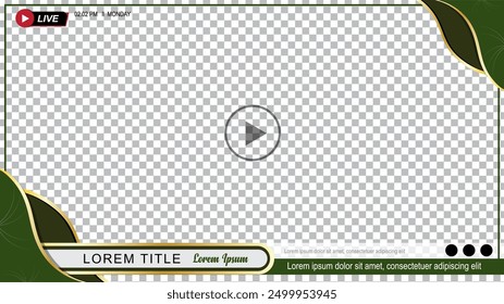 landscape 16:9 video frame. for streaming or video editing, with a luxury green and gold color 