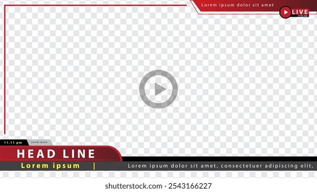 quadro de vídeo andscape 16:9. para streaming ou edição de vídeo, com layout Simples e cor de esquema Vermelho