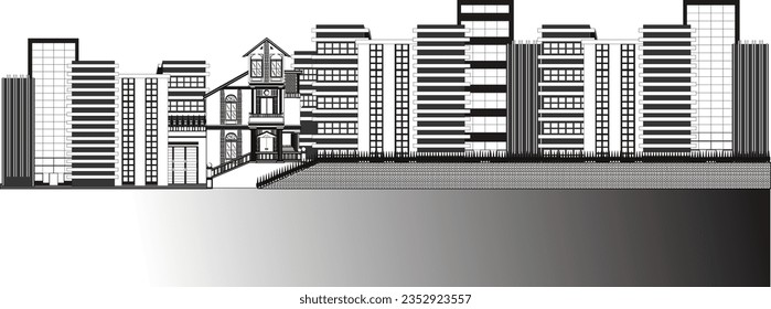 Landscape 2D City Vector Illustration