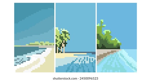 landscape. 8bit arcade seascape vector background or 16 bit console sea sunset backdrop Indie pixel game tropical nature screen wallpaper, 8 bit pixel art,	
Category	
Graphic Resources	
