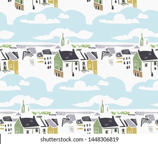 landscape abstract outdoor seamless pattern soft color vector