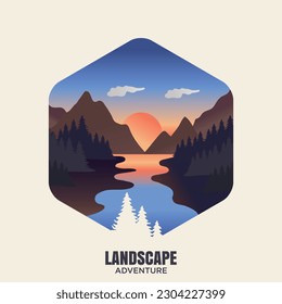 Ilustración de Landscape Adventure. Paisaje de vectores