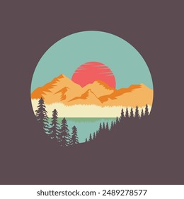 landscape adventure mountain style illustration