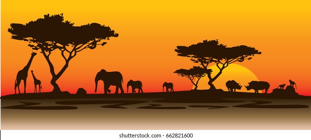 landscape africa rhino