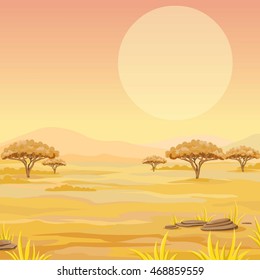 Landscape of the African savanna. Vector illustration.