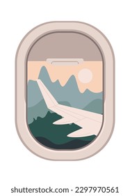 Landscape from airplane window. Vector illustration