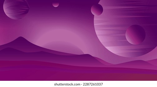 Landschaft eines anderen Planeten. Sky Space Science Fiction Fantasy Illustration