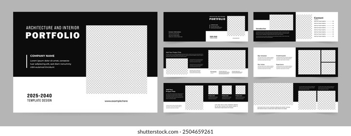 Landscape Architects Portfolio Booklet template, Black and White Portfolio Layout