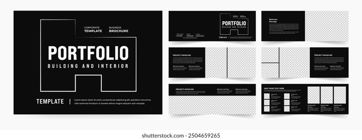 Landscape Architects Portfolio Booklet template, Black and White Portfolio Layout