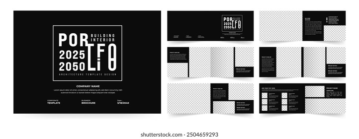 Landscape Architects Portfolio Booklet template, Black and White Portfolio Layout