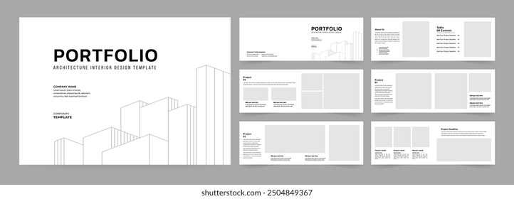 Landscape architecture portfolio or portfolio layout, Print ready brochure template.