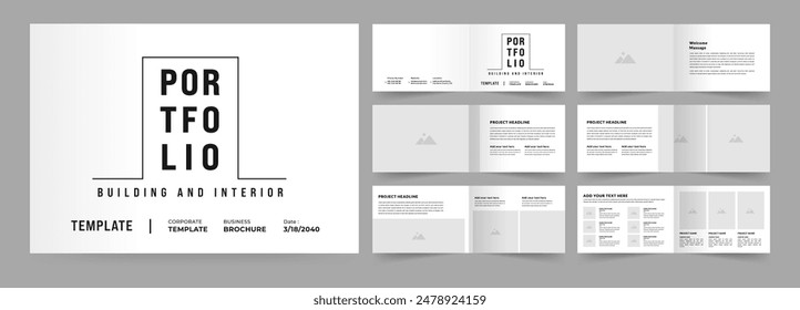 Landscape architecture portfolio or portfolio layout template design, Black and White Portfolio Layout