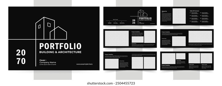 Landscape architecture portfolio or portfolio layout template design, Black Portfolio Layout