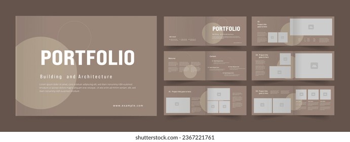 Plantilla de portafolio de arquitectura horizontal o diseño de portafolio.