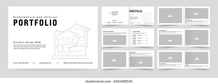 Landscape architecture portfolio template or Portfolio layout design. A4 size brochure design for interior.