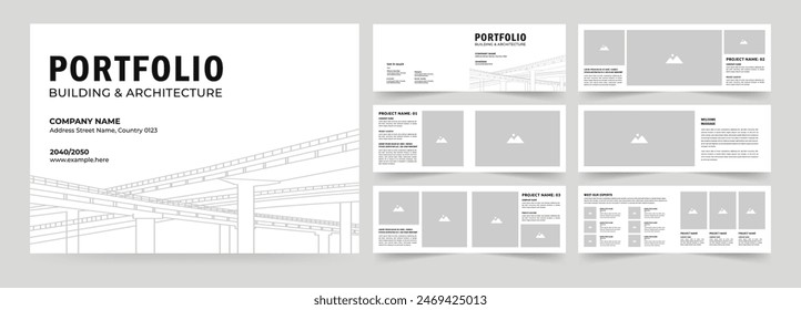 Landscape architecture portfolio template or Portfolio layout design. A4 size brochure design for interior