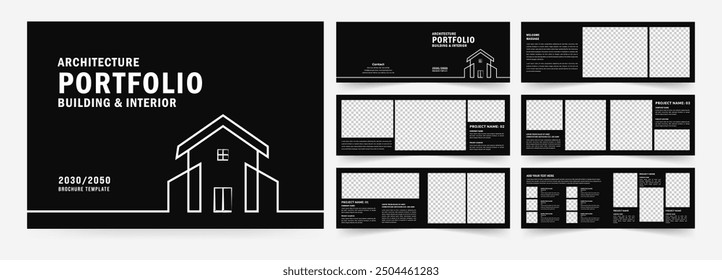 Landscape architecture portfolio template or Portfolio layout design. A4 size brochure design for interior